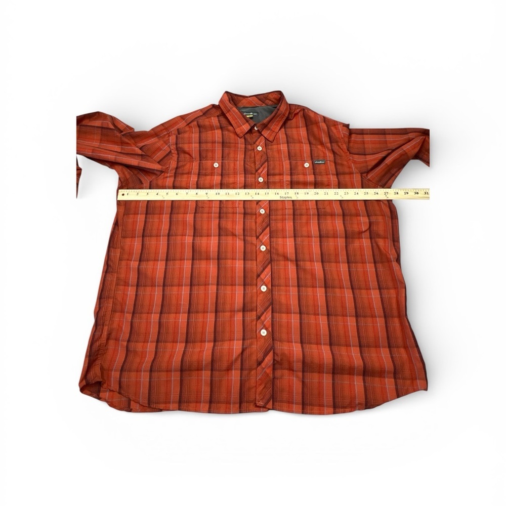 Eddie Bauer Men's Rust Plaid Button Down Shirt - Picture 4 of 7